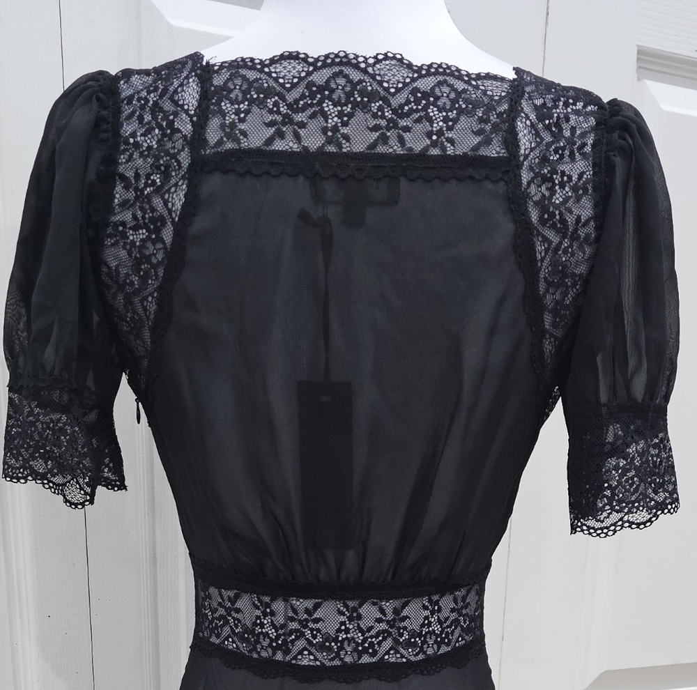 Dolls Kill Sexy Goth Widow Perpetual Night Lace Mesh Maxi Dress XXS XS - Picture 5 of 9